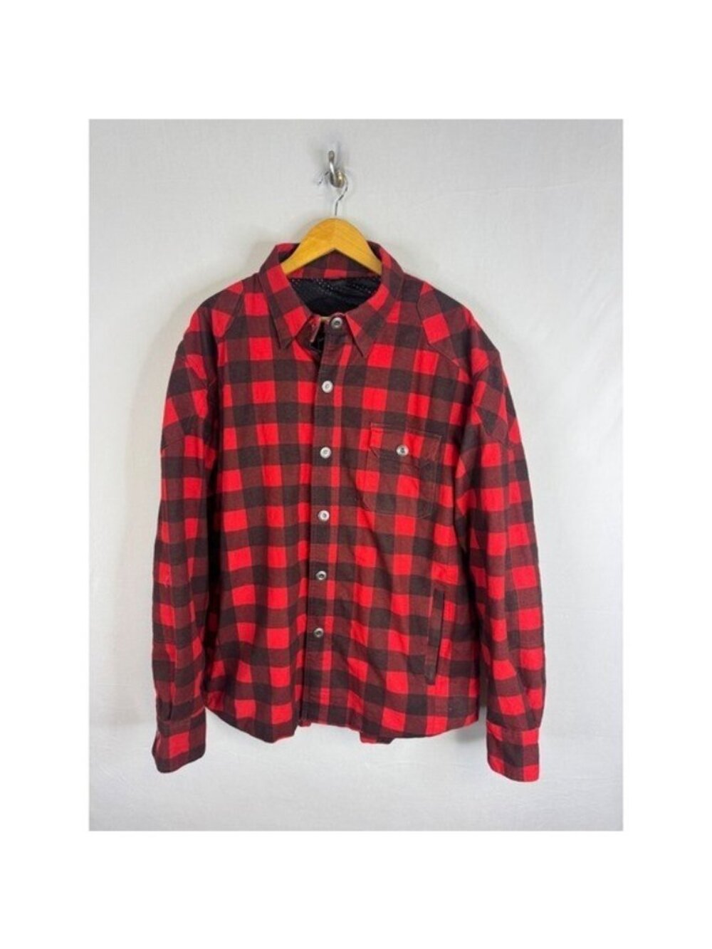 Joe Rocket Canada Red Black Buffalo Plaid Aramid Reinforced Riding Shirt 2XL